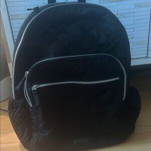 Vera Bradley Performance Twill Campus Black Quilted Backpack with Silver Zippers
